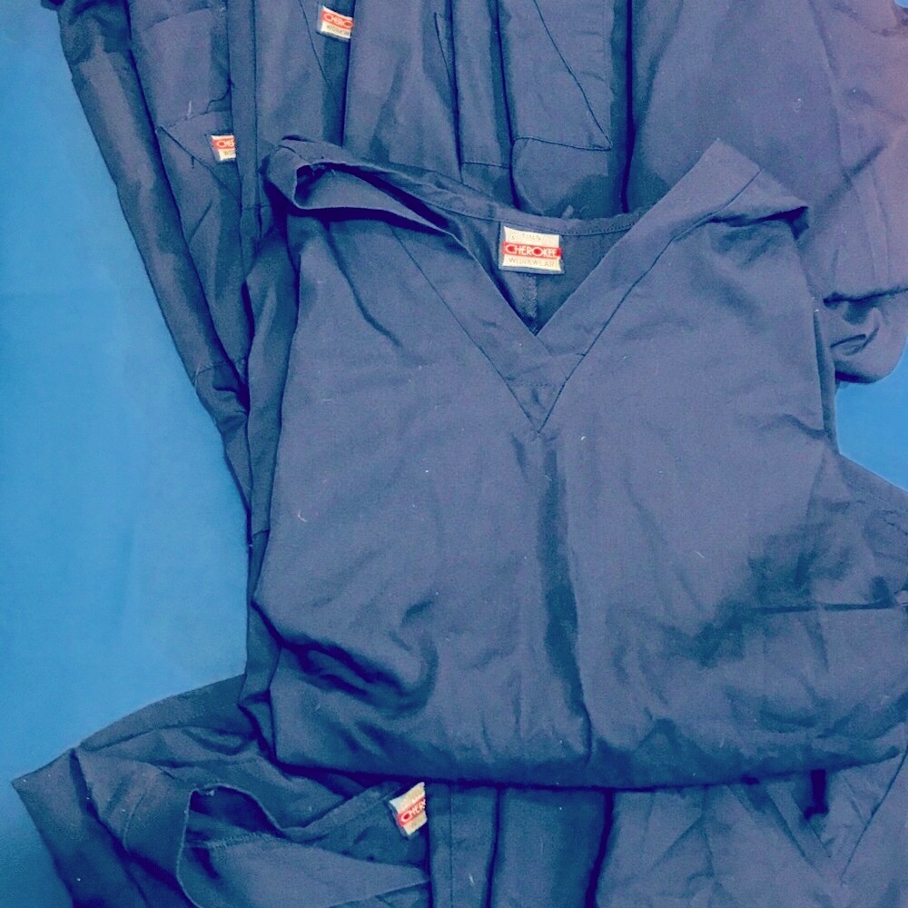 CHEROKEE UNISEX WORKWEAR NAVY SCRUBS SET PLUS SZ 3X PANTS/ TOP #2026